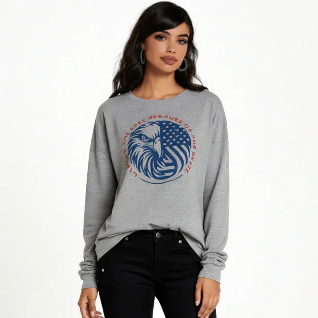 Land of the Free • Home of the Brave Eagle Long Sleeve Tee - LiberTees for All