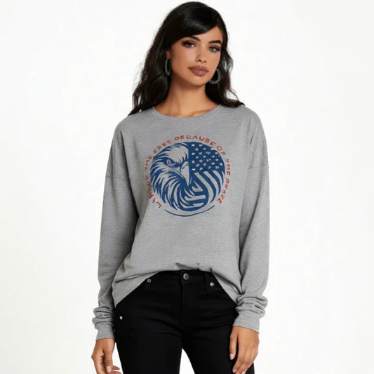 Land of the Free • Home of the Brave Eagle Long Sleeve Tee - LiberTees for All