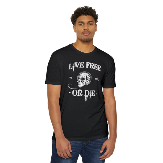 Live Free Or Die T-Shirt — Vintage Skull Patriotic Graphic Tee - LiberTees for All