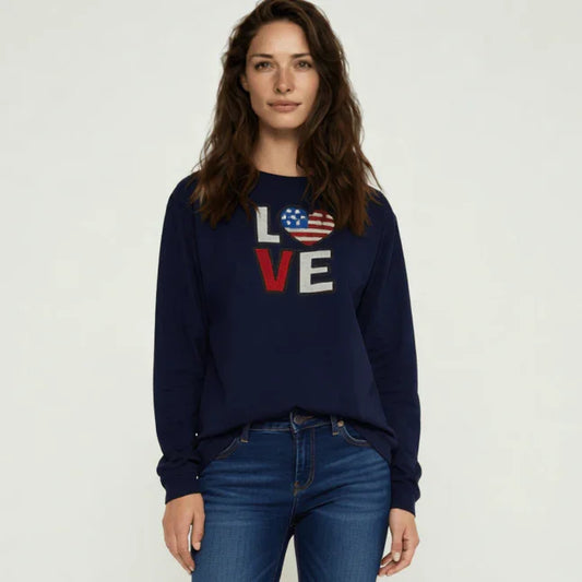 LOVE With Patriotic Heart Long Sleeve Tee - LiberTees for All