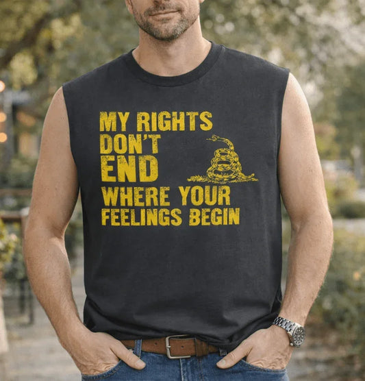 Men's Tank — "My Rights Don't End Where Your Feelings Begin" Vintage Gadsden Snake Tee - LiberTees for All