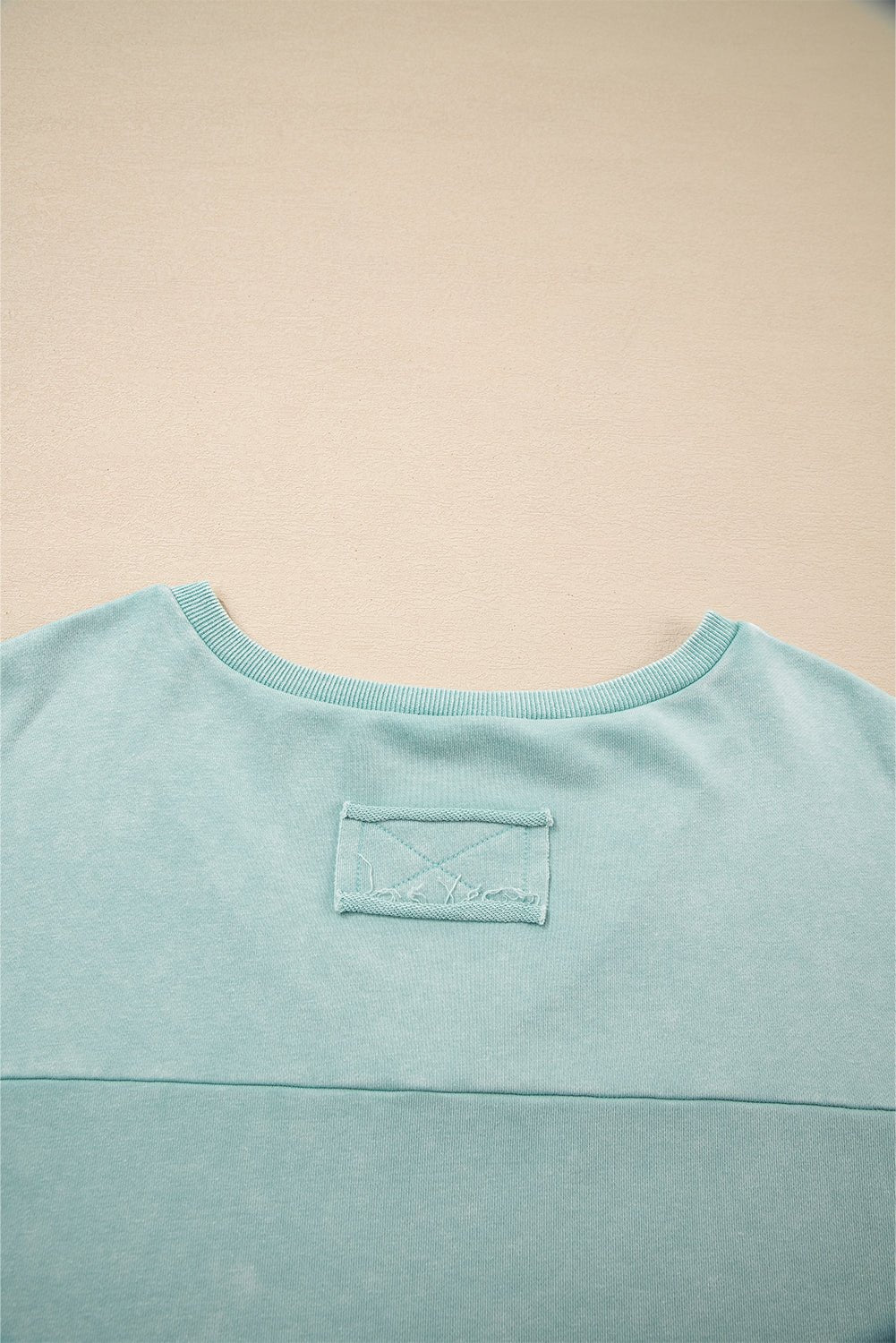 Mist Blue Mineral Wash Exposed Seam Buttoned V Neck Pullover Top - LiberTees for All