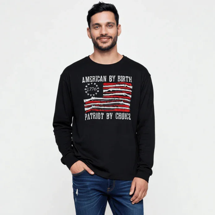 Patriot by Choice "American by Birth" Long Sleeve Tee - LiberTees for All