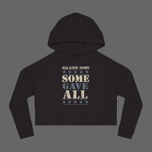 Patriotic Camouflage Cropped Hoodie — "All Gave Some, Some Gave All" - LiberTees for All