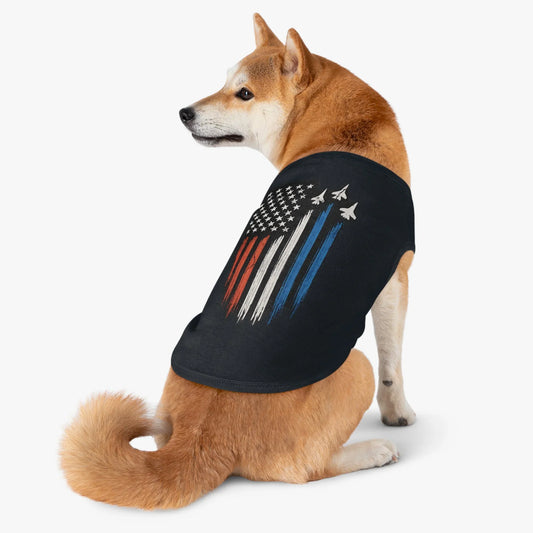 Patriotic Jet Pet Tank Top — USA Flag with Red White Blue Jets Dog Shirt - LiberTees for All