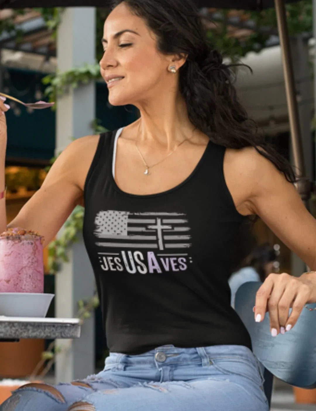 Racerback Tank - Jesus Saves USA - LiberTees for All