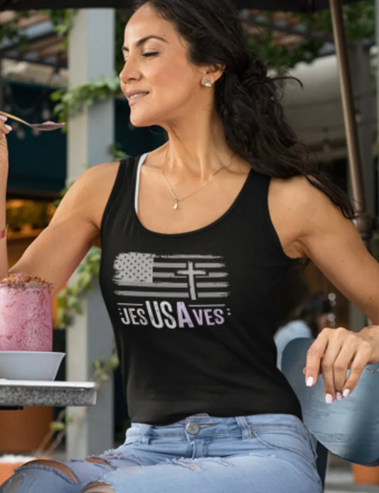 Racerback Tank - Jesus Saves USA - LiberTees for All