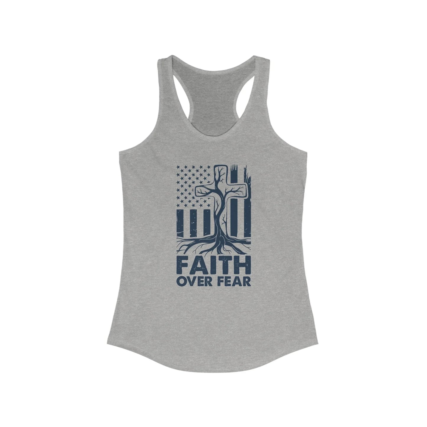 Racerback Tank Top - Faith Over Fear Tree Roots Design - LiberTees for All