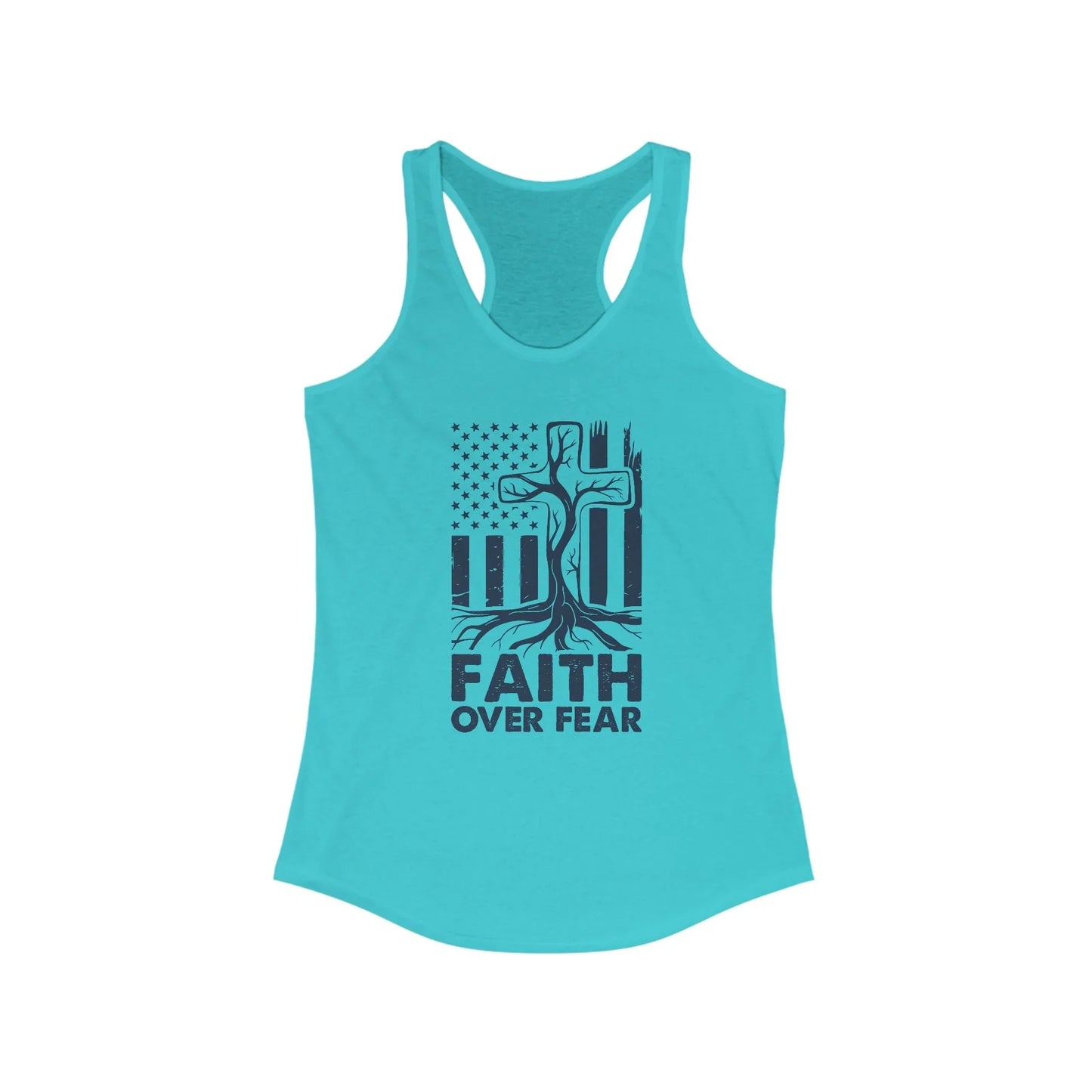Racerback Tank Top - Faith Over Fear Tree Roots Design - LiberTees for All