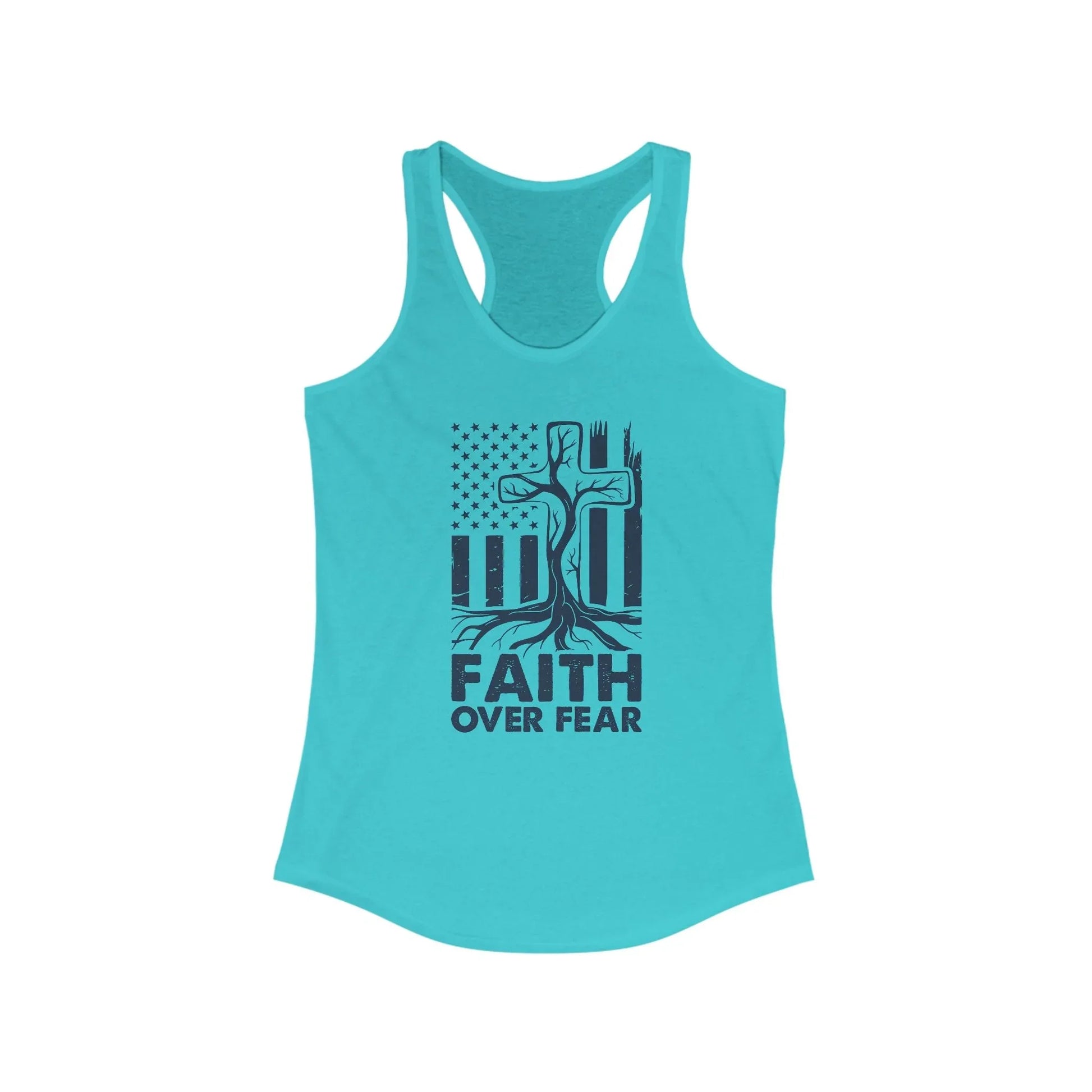 Racerback Tank Top - Faith Over Fear Tree Roots Design - LiberTees for All