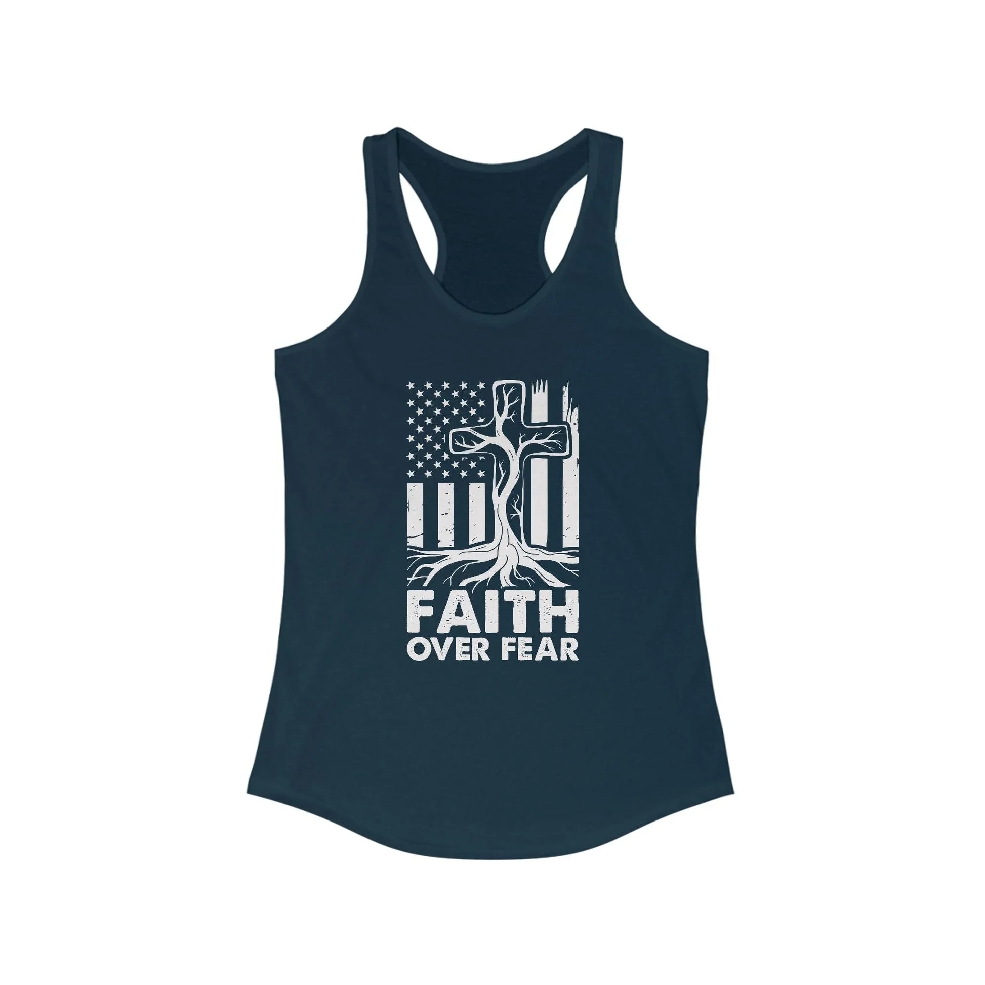 Racerback Tank Top - Faith Over Fear Tree Roots Design - LiberTees for All