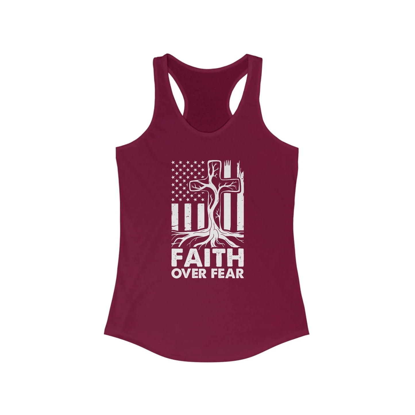 Racerback Tank Top - Faith Over Fear Tree Roots Design - LiberTees for All