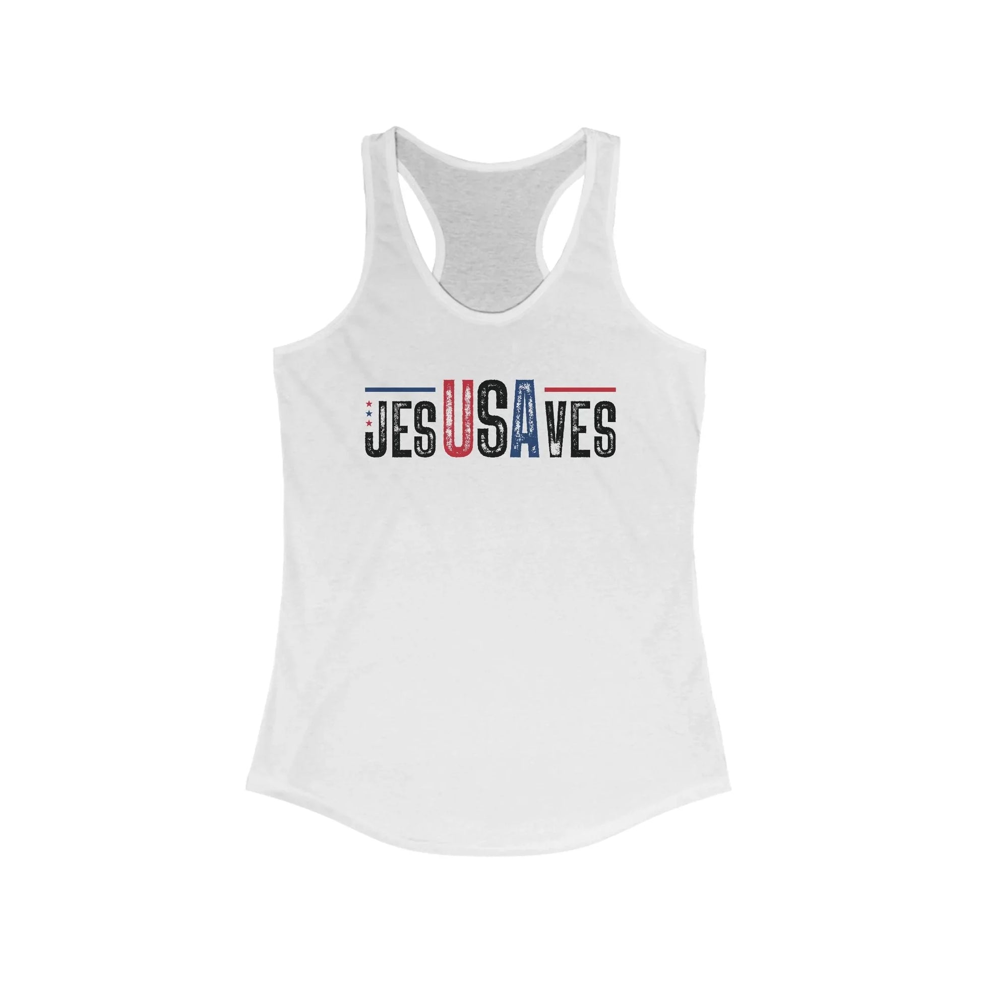 Racerback Tank Top Jesus Saves USA Patriotic Women's Shirt - LiberTees for All