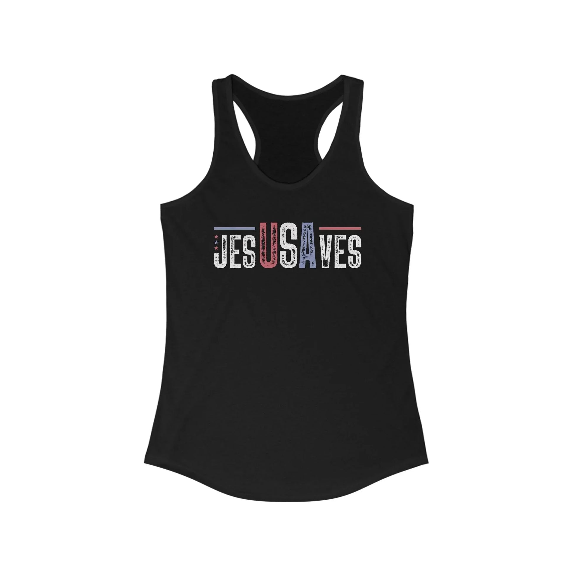 Racerback Tank Top Jesus Saves USA Patriotic Women's Shirt - LiberTees for All