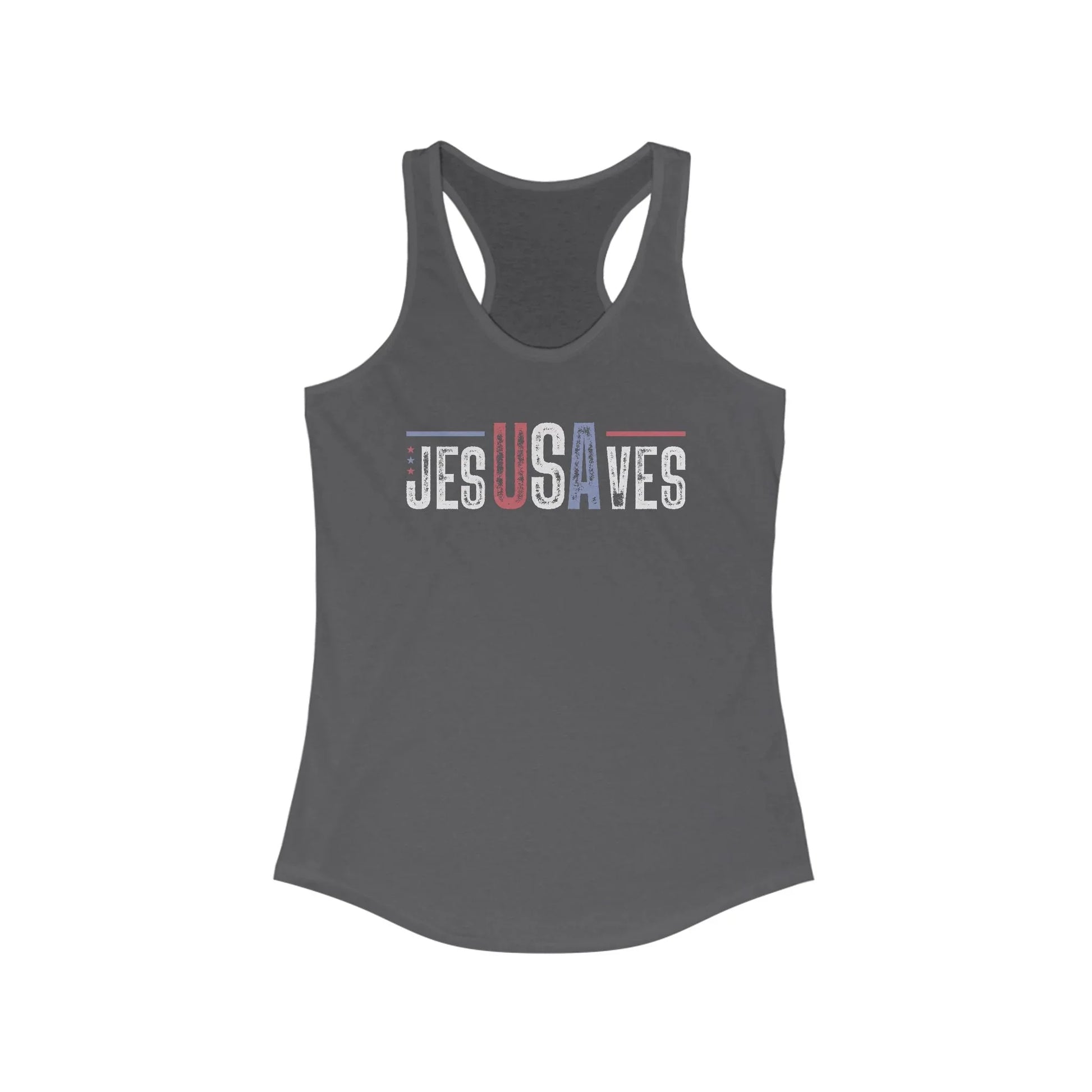 Racerback Tank Top Jesus Saves USA Patriotic Women's Shirt - LiberTees for All