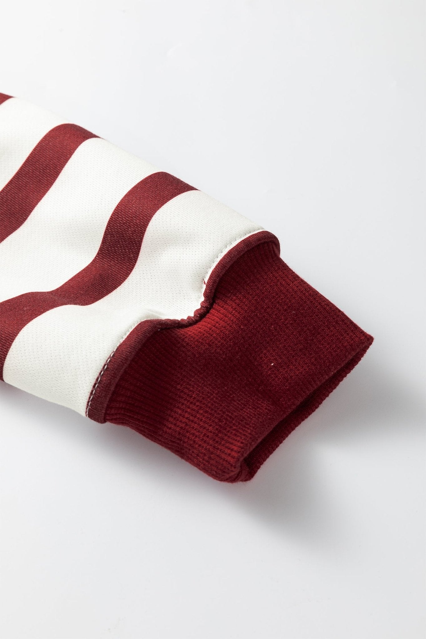 Red Stripe Pullover Hoodie Ribbed Solid Pants 2pcs Set Outfit - LiberTees for All