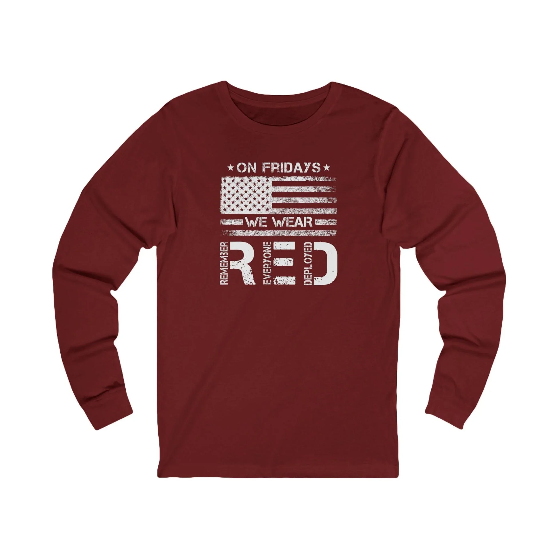 Remember Everyone Deployed "On Fridays We Wear Red" Long Sleeve Tee - LiberTees for All