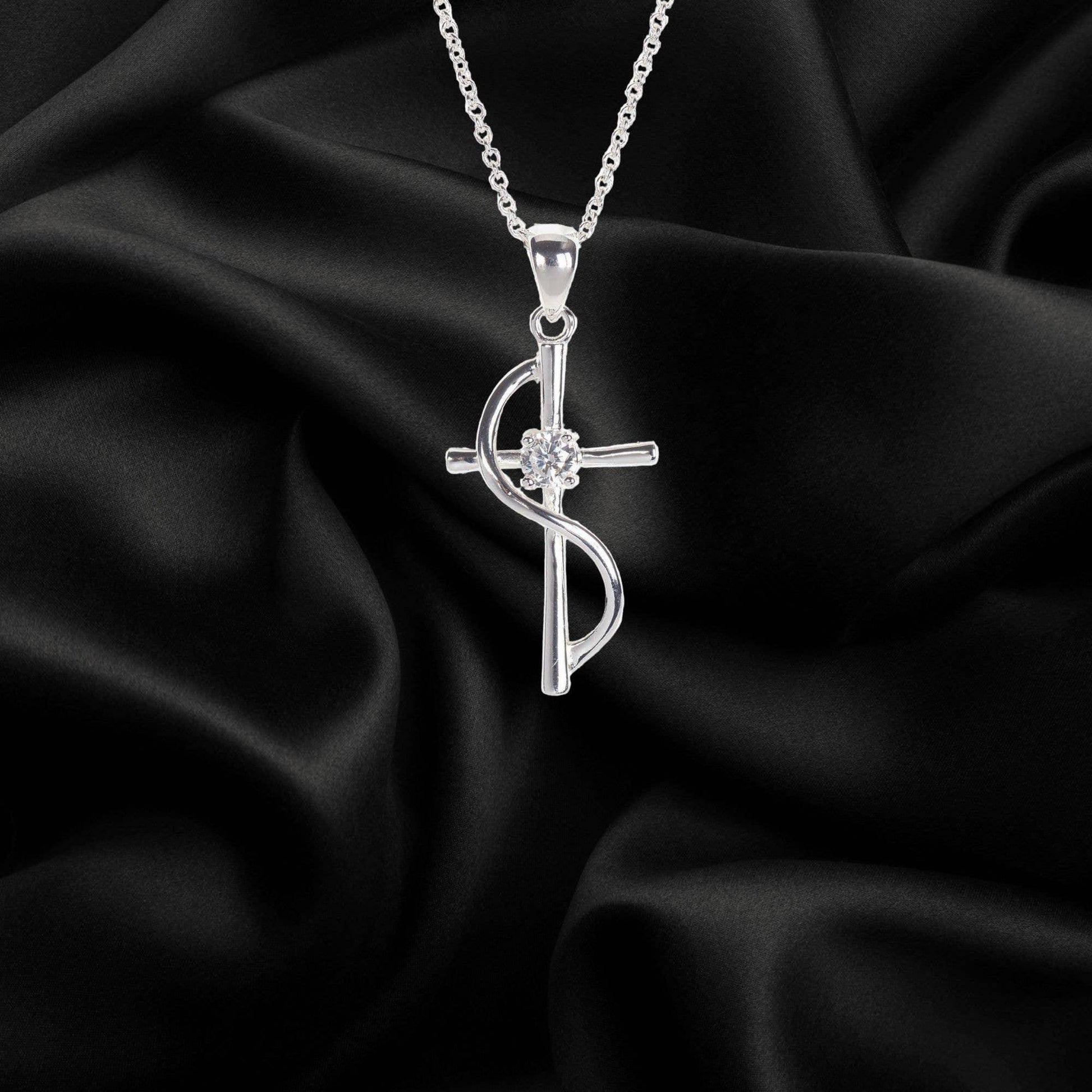 Silver Plated Cross With Sash Necklace - LiberTees for All