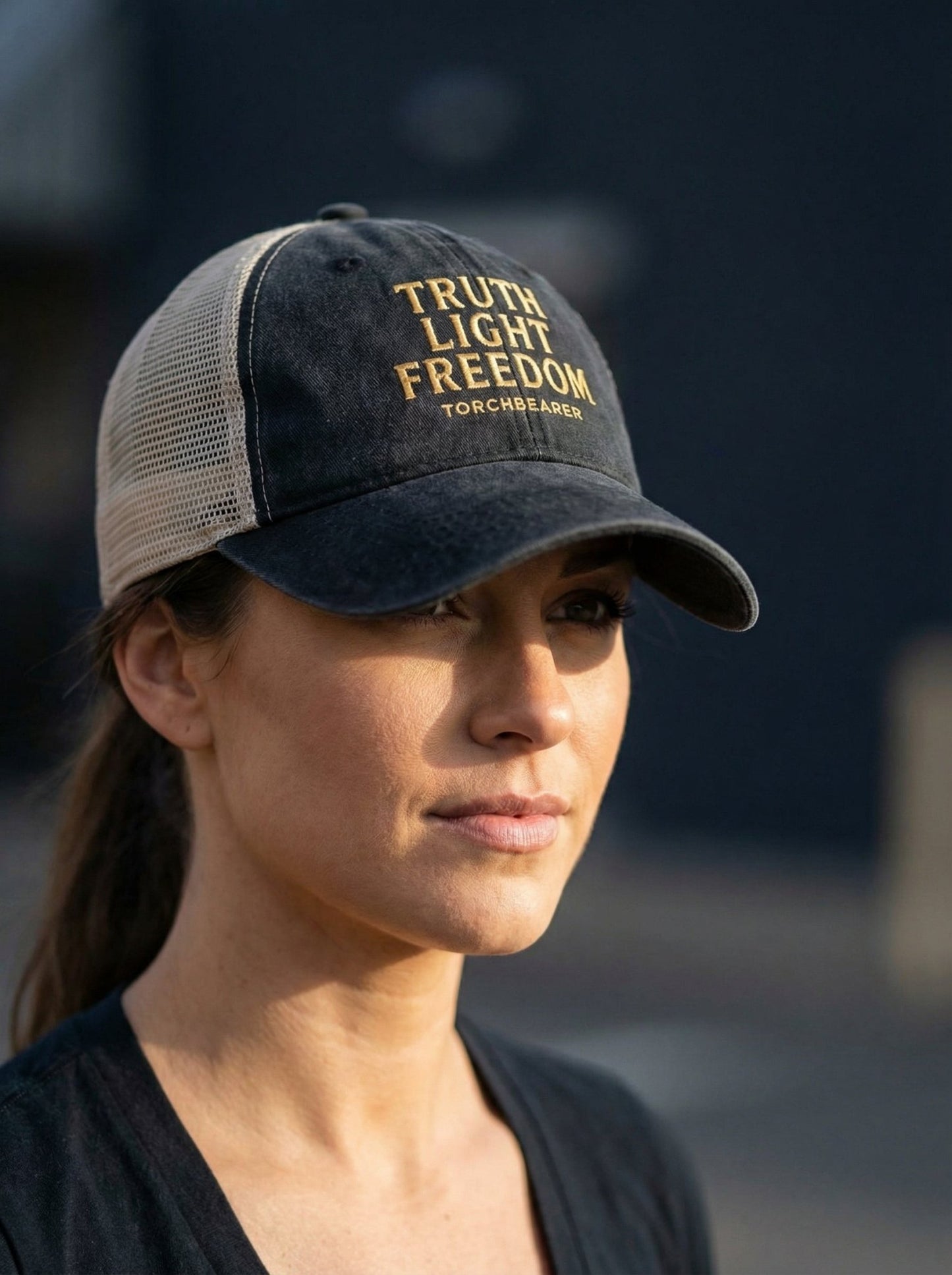 Truth Light Freedom Torchbearer Women's Washed Mesh - Back Cap - LiberTees for All