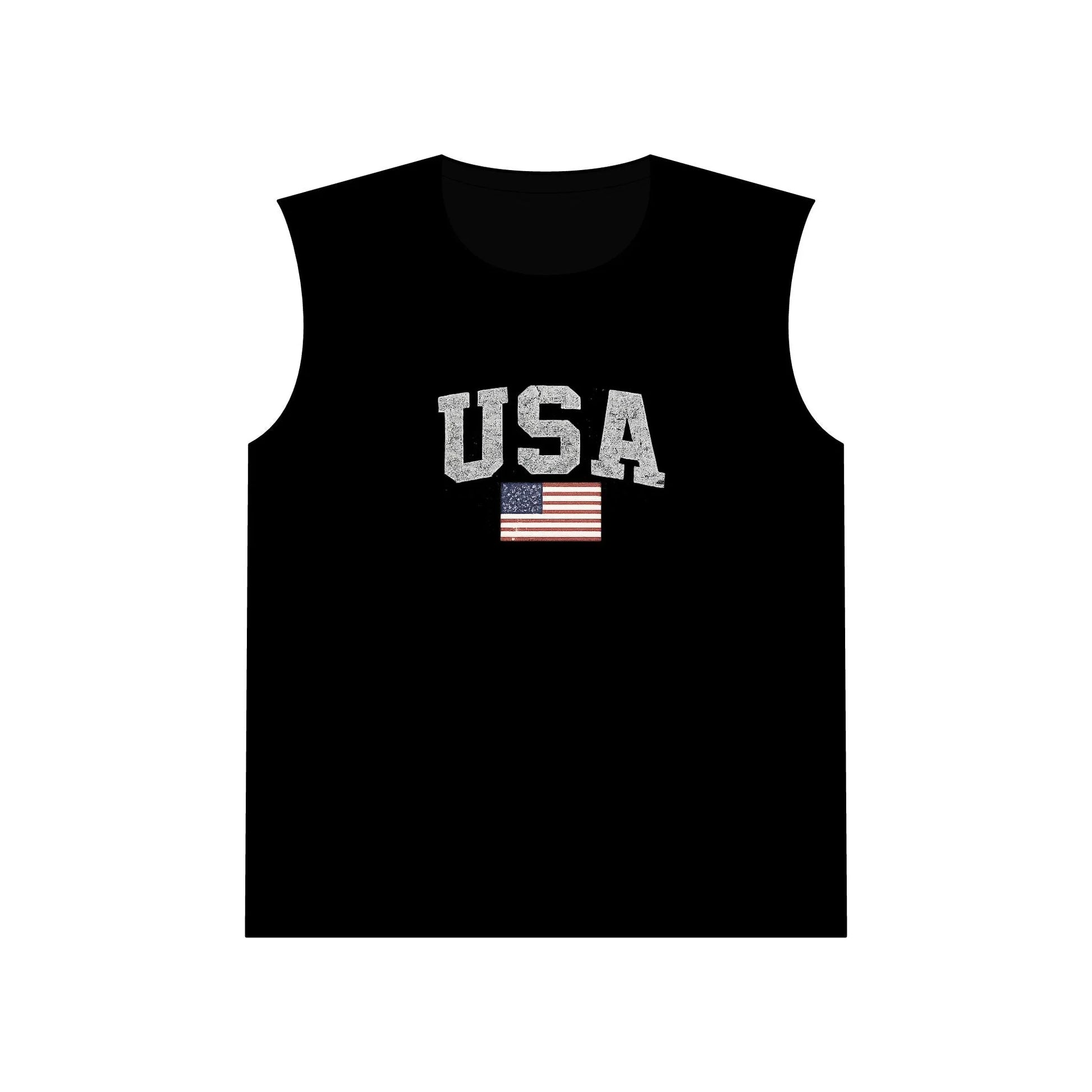 USA Flag Muscle Tank Top — Patriotic Sleeveless Jersey for 4th of July & Summer - LiberTees for All