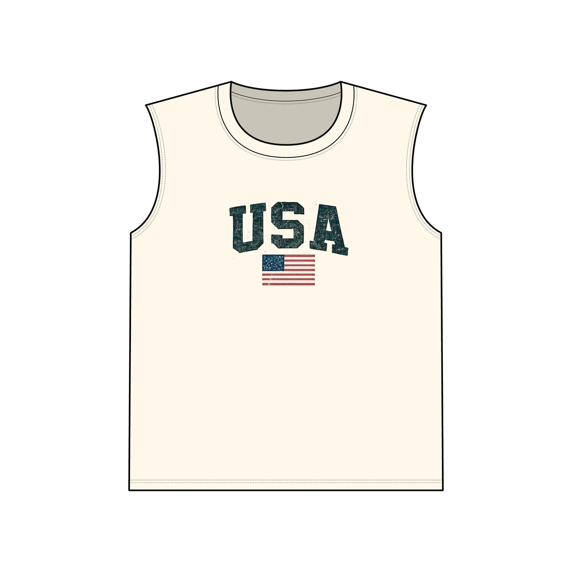 USA Flag Muscle Tank Top — Patriotic Sleeveless Jersey for 4th of July & Summer - LiberTees for All