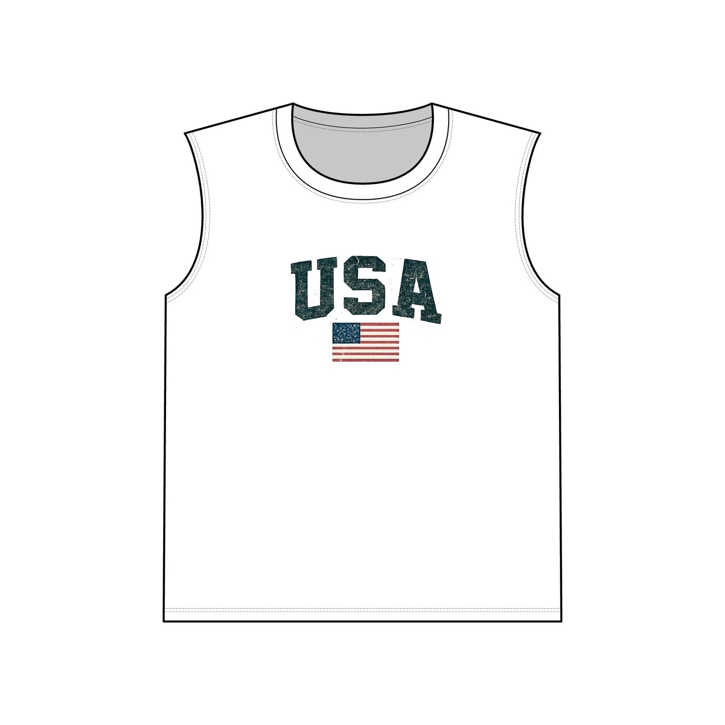 USA Flag Muscle Tank Top — Patriotic Sleeveless Jersey for 4th of July & Summer - LiberTees for All