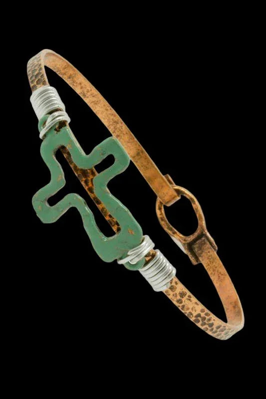 Vintage Green Cross Bangle Bracelet - LiberTees for All