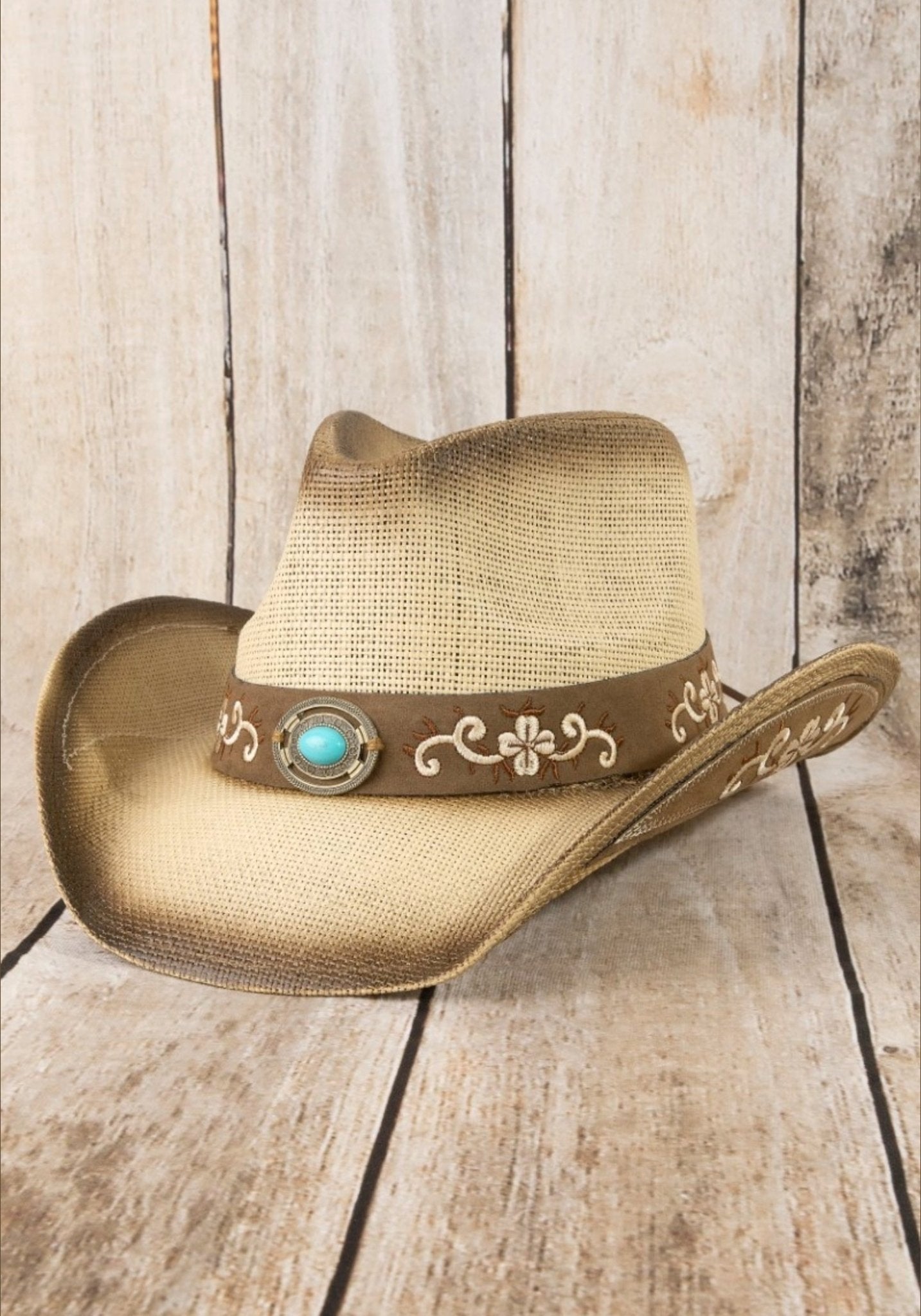 Western Concho Flower Embroidered Cowboy Hat - LiberTees for All