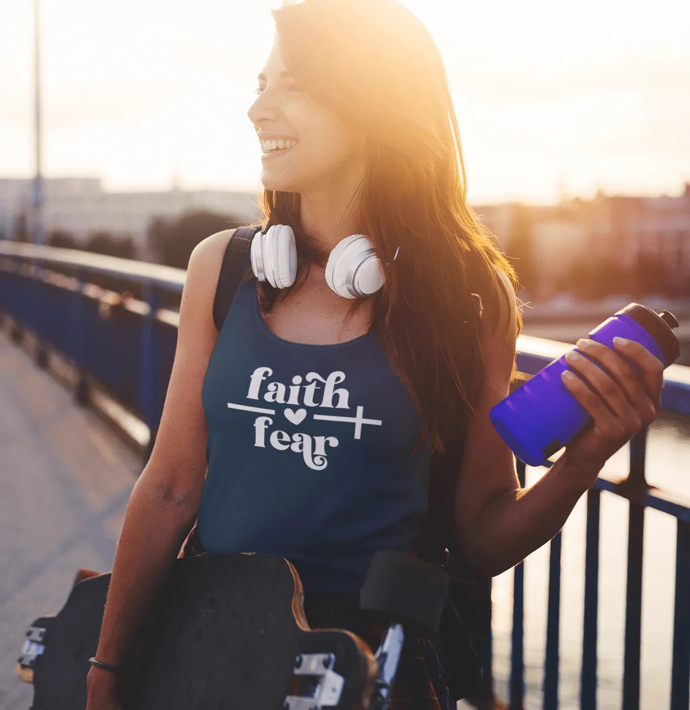 Women's Tank Top - Faith Over Fear Cross Design - LiberTees for All