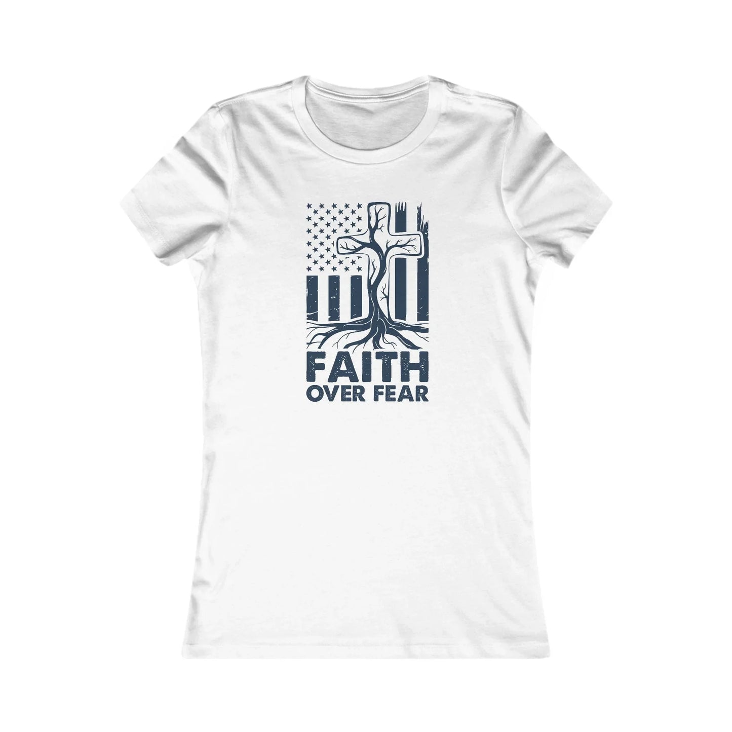 Women's Tee - Faith over Fear Tree with Roots Graphic Shirt - LiberTees for All
