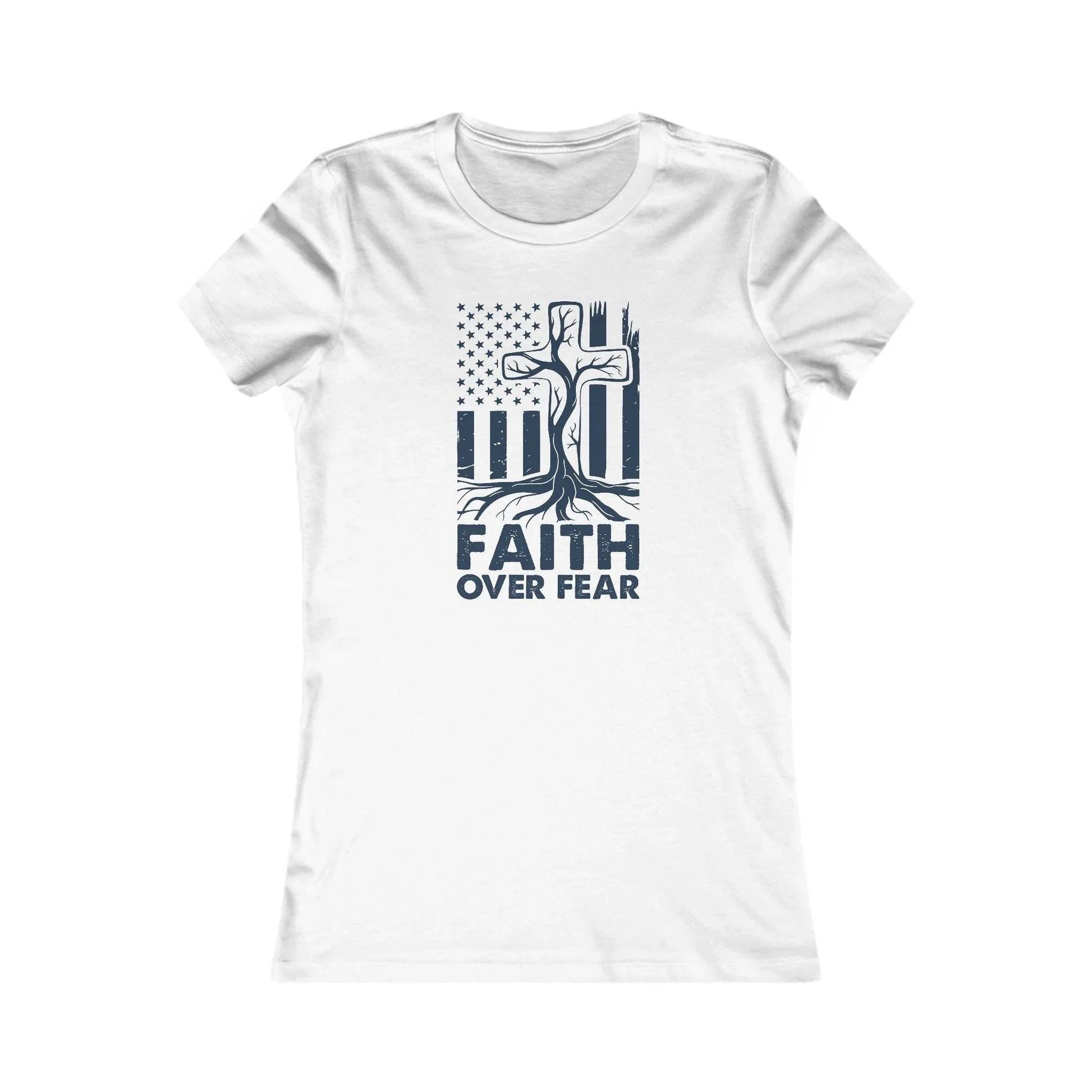 Women's Tee - Faith over Fear Tree with Roots Graphic Shirt - LiberTees for All