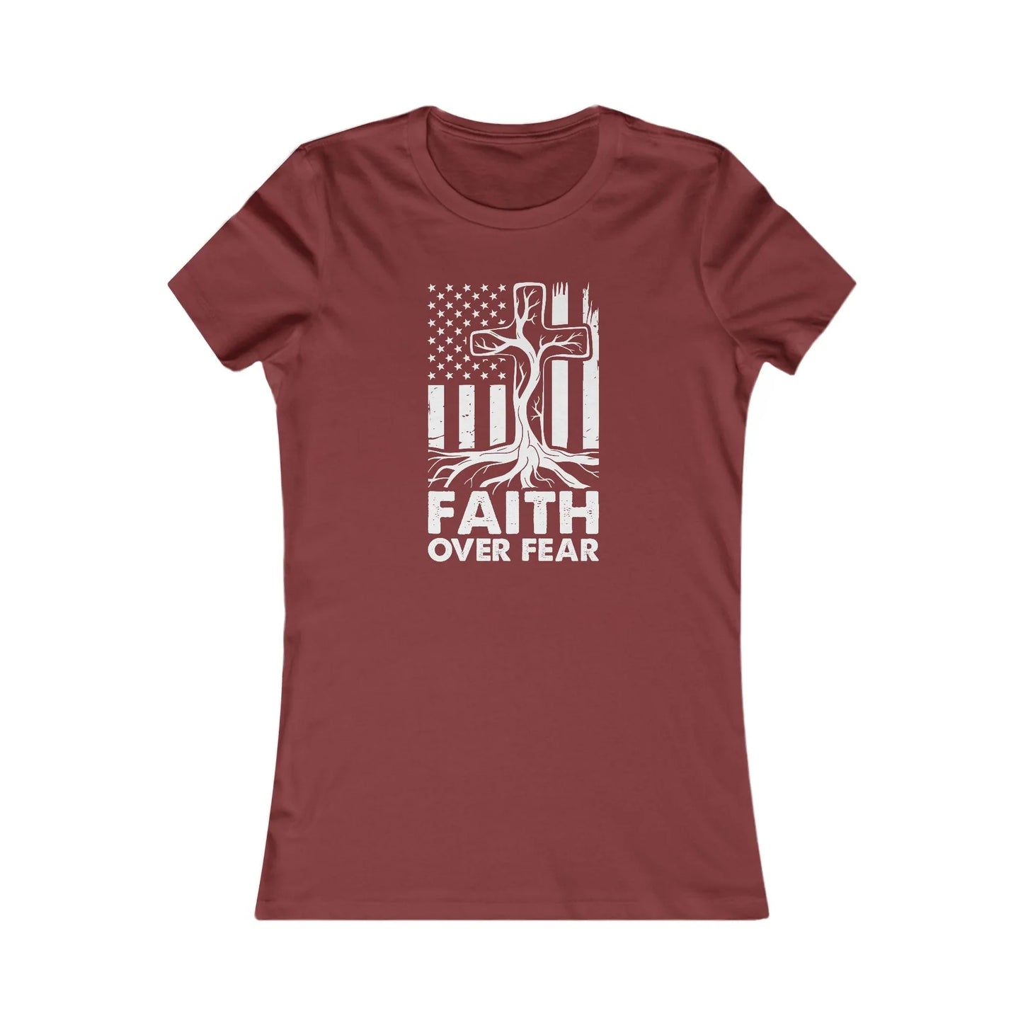 Women's Tee - Faith over Fear Tree with Roots Graphic Shirt - LiberTees for All