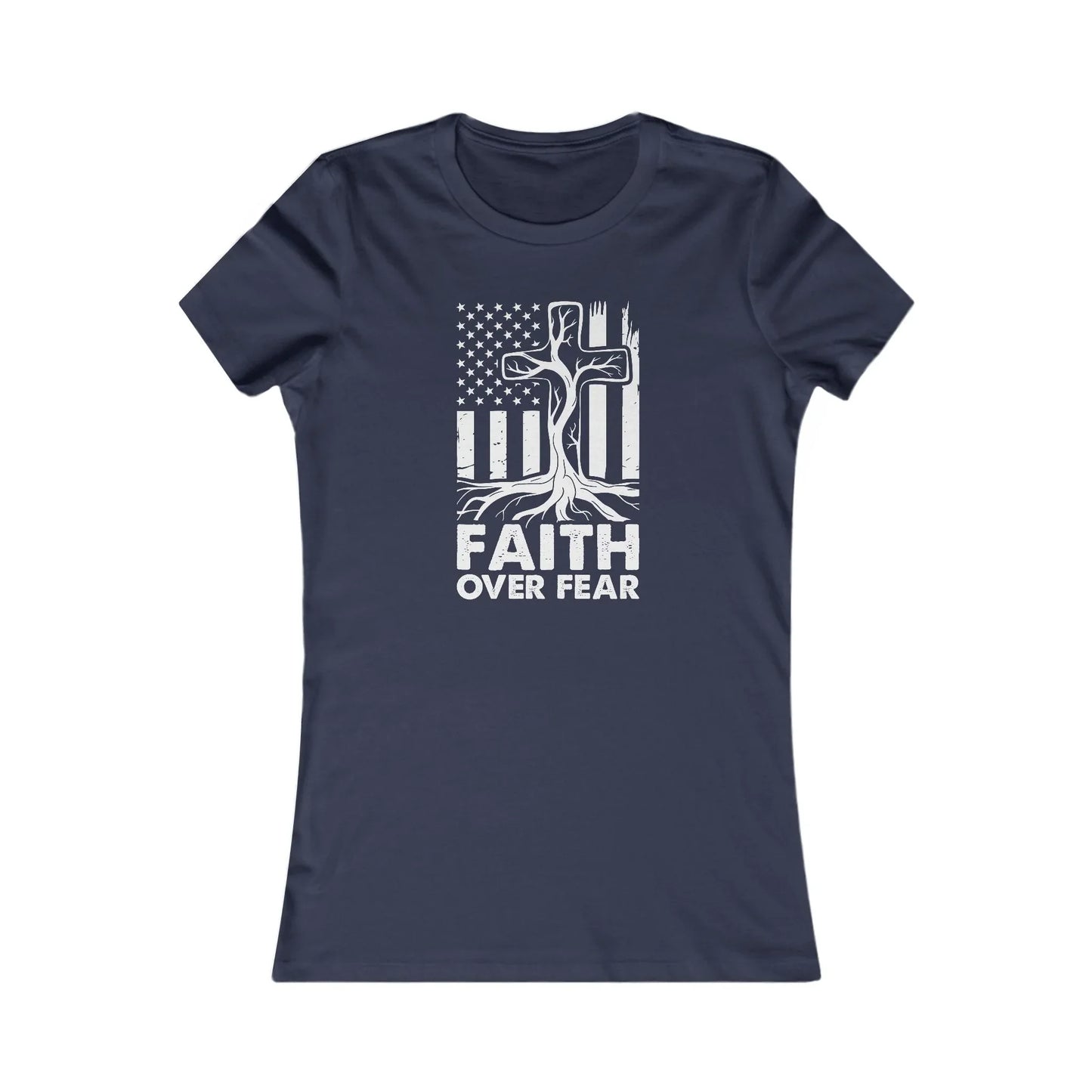 Women's Tee - Faith over Fear Tree with Roots Graphic Shirt - LiberTees for All
